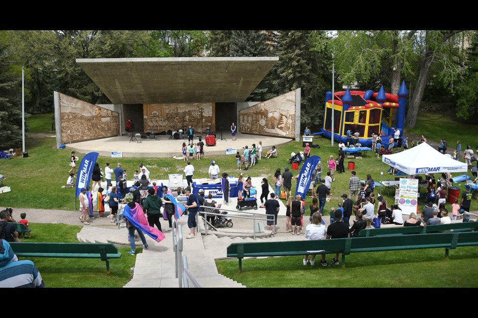 A view of the birthday party festivities in Crescent Park last year (photo by Randy Palmer)