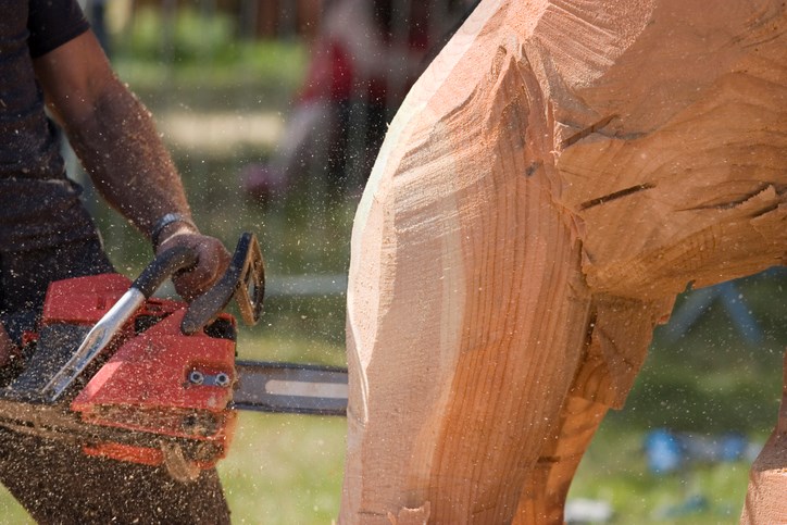 chainsaw carving stock image