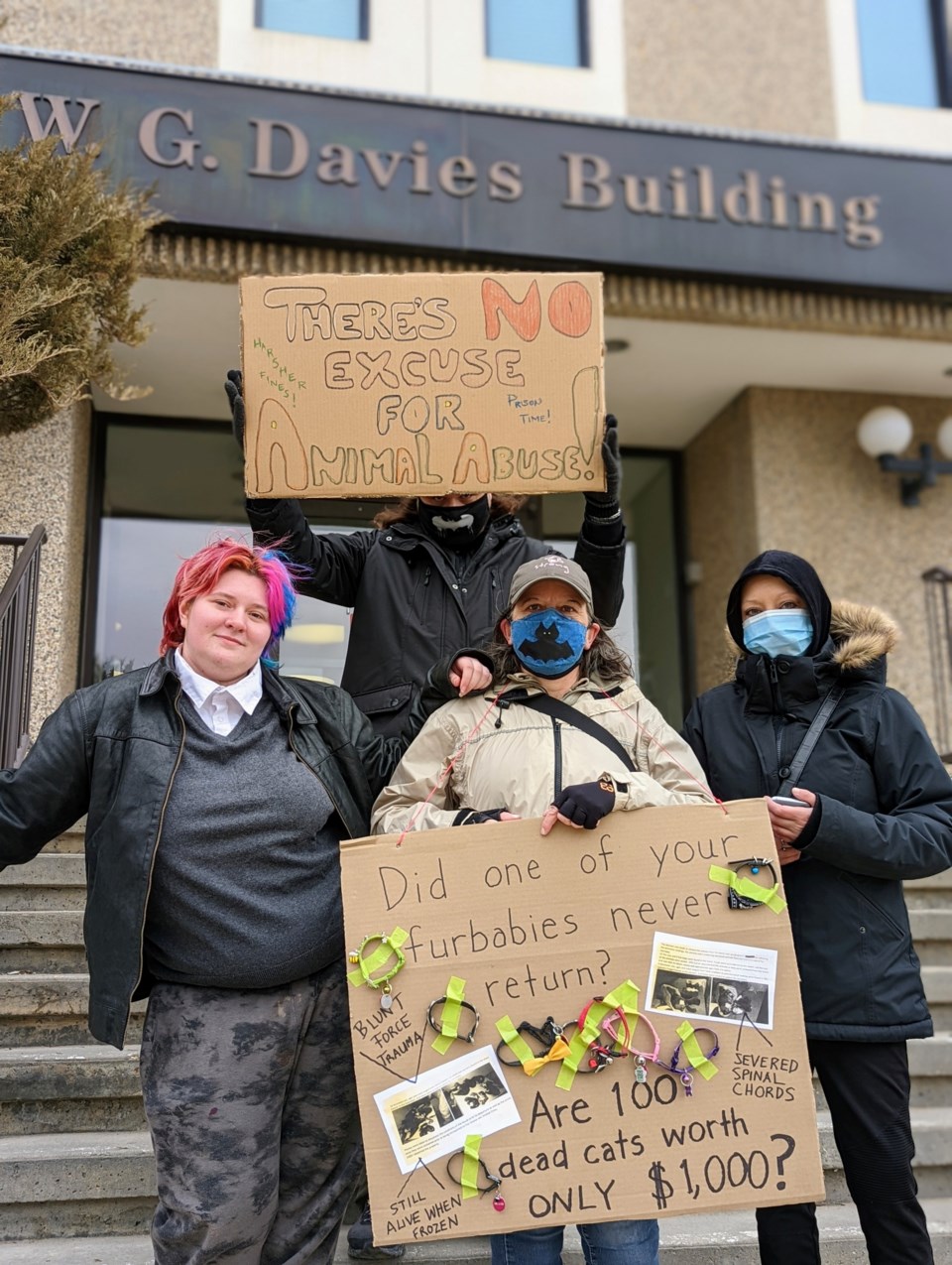 Protesters gathered outside W.G. Davies Building resized