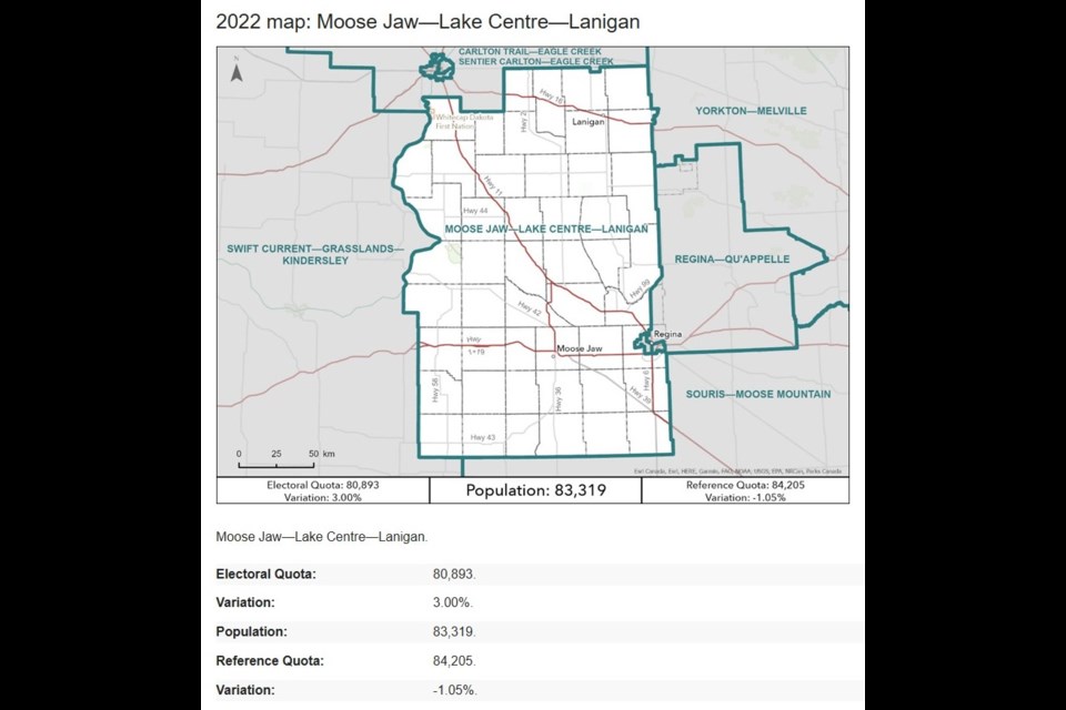 A map of the riding after the boundaries were changed. Photo courtesy Elections Canada