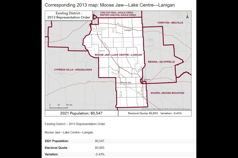 A map of the riding before the boundaries were changed. Photo courtesy Elections Canada