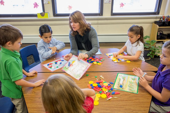 children in daycare stock photo