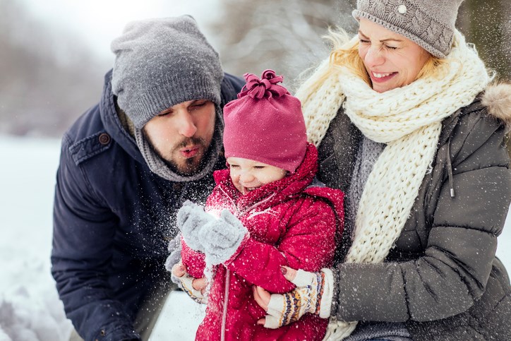 family in the snow getty images