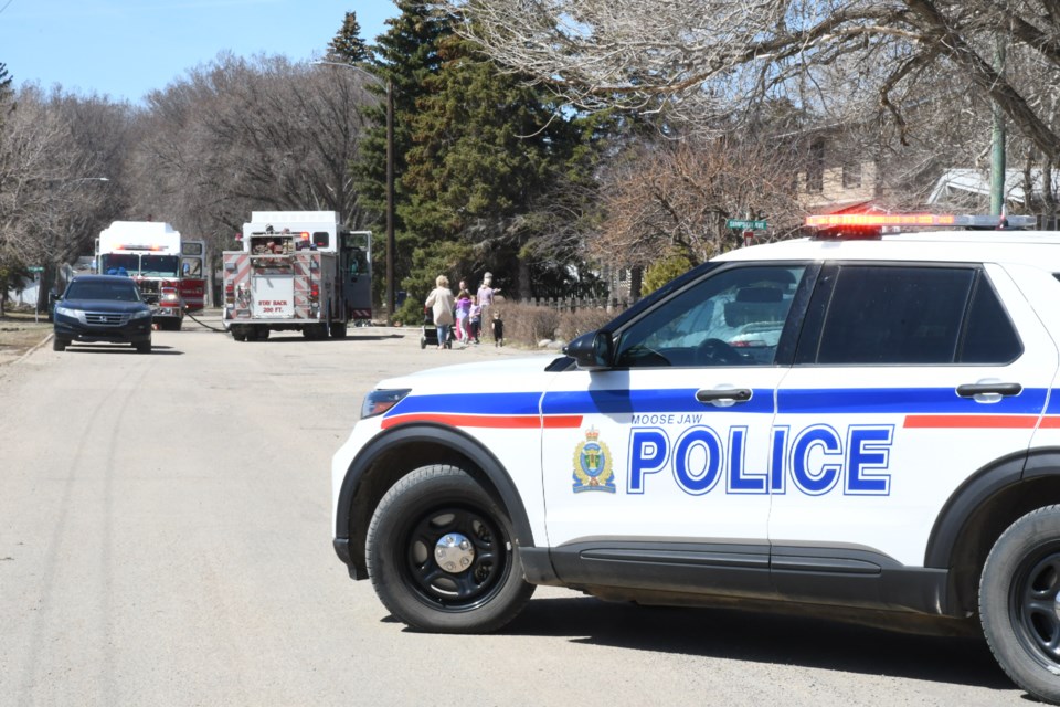 Police blocked off a section Brown Street near St. Michael School after the fire department responded to a fire. Photo by Jason G. Antonio 