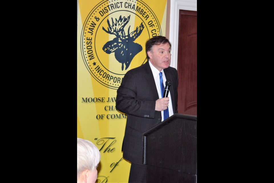 Deputy Premier Gordon Wyant spoke to the Moose Jaw Chamber of Commerce luncheon on Dec. 19 about the provincial government's new procurement service. (Matthew Gourlie)