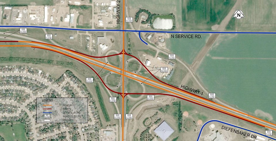 A diamond interchange option at Highway 2/Main Street. 