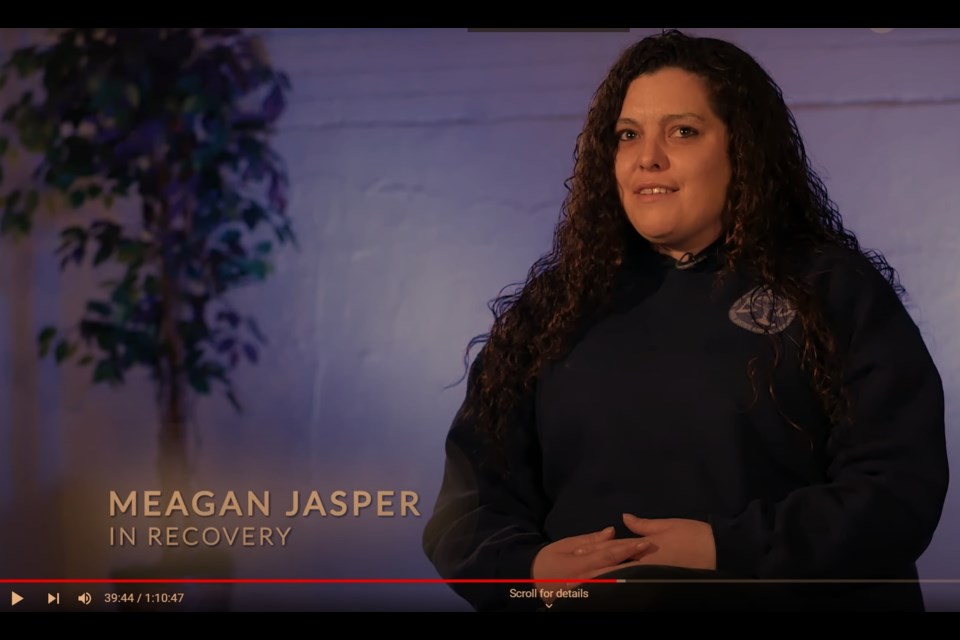 Meagan Jasper, a recovering crystal meth addict, speaks in the documentary "Stop Mething Around." Screenshot from the documentary 