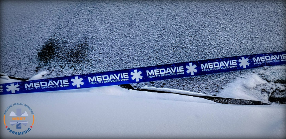 medavie-health-services-west-blue-tape-marks-a-vehicle-that-ems-has-already-responded-to