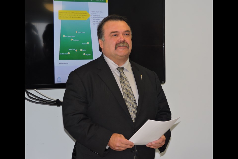 Moose Jaw Wakamow MLA Greg Lawrence speaks on behalf of the Government of Saskatchewan. (Sasha-Gay Lobban photograph)