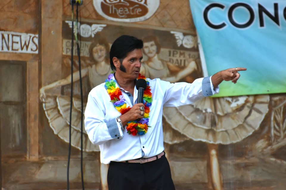 Elvis tribute artist Rory Allen delivers a high-energy performance at Crescent Park on Aug. 20, closing out the 30th annual Concerts in the Park series.