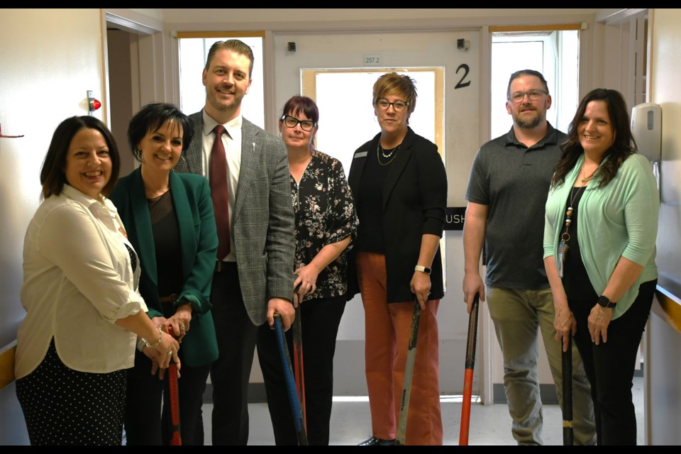 The future location of the hospice care wing at Pioneer Lodge was announced with sledgehammers symbolically ready on April 29.