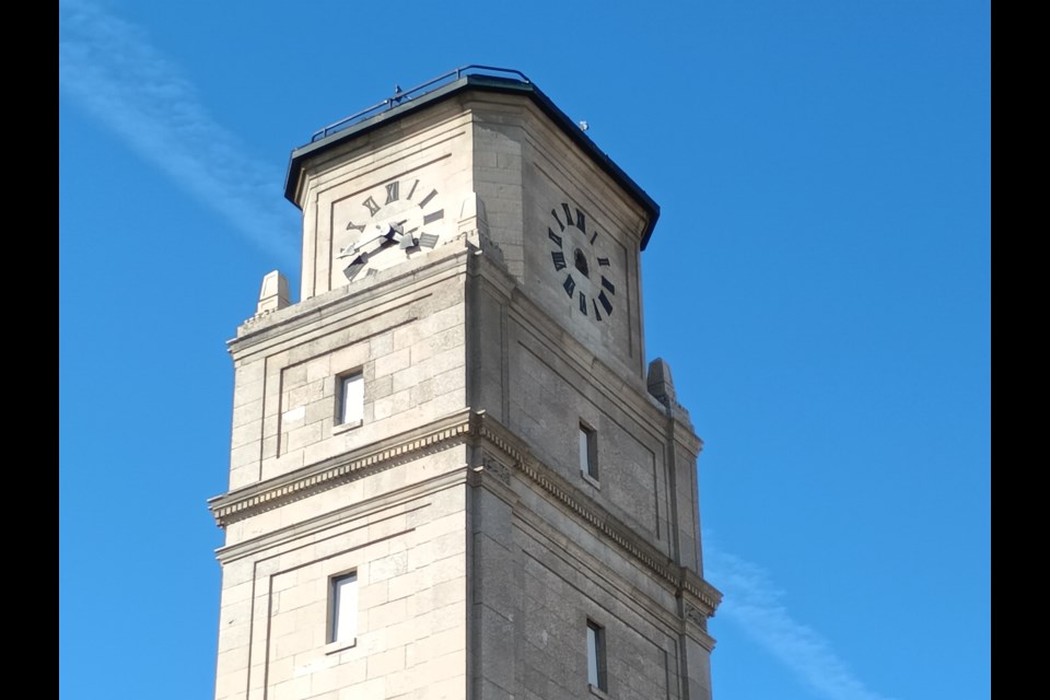 The train station's timepiece is currently undergoing repairs and the north-facing arms will be replaced later this April.