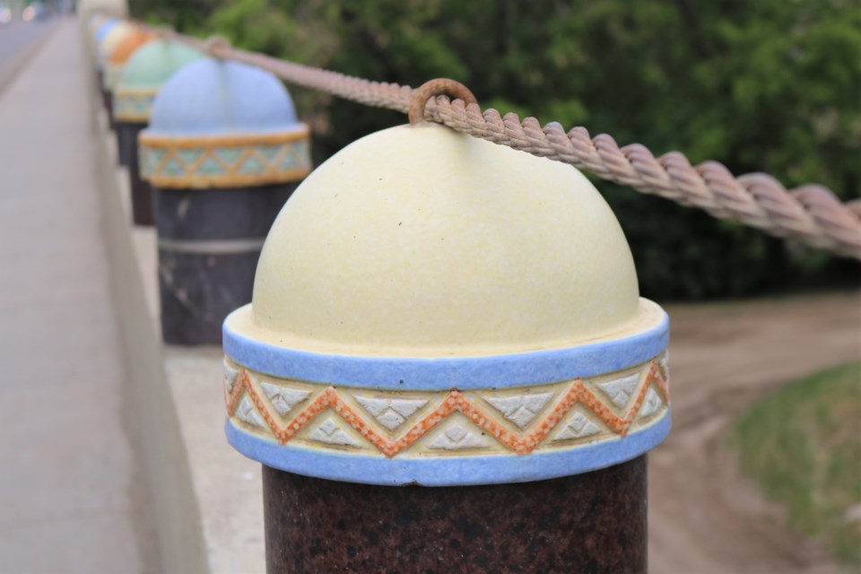 The colourful bollards.