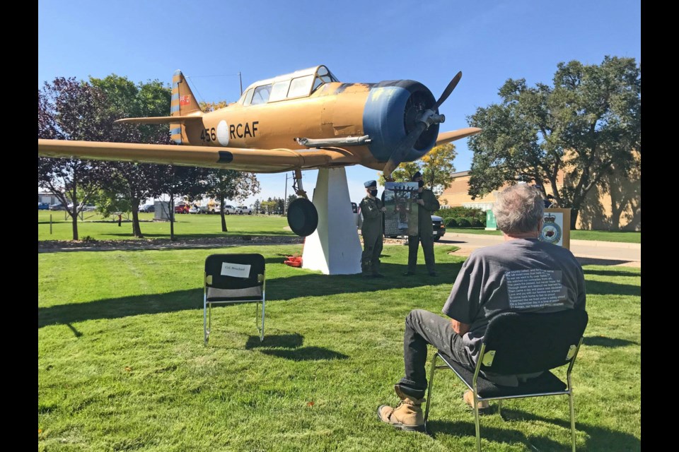 A ceremony at 15 Wing Air Base honours the 75th anniversary of a crash in Estevan that claimed the lives of 21 airmen coming back from Minot, N.D. Photo courtesy Facebook