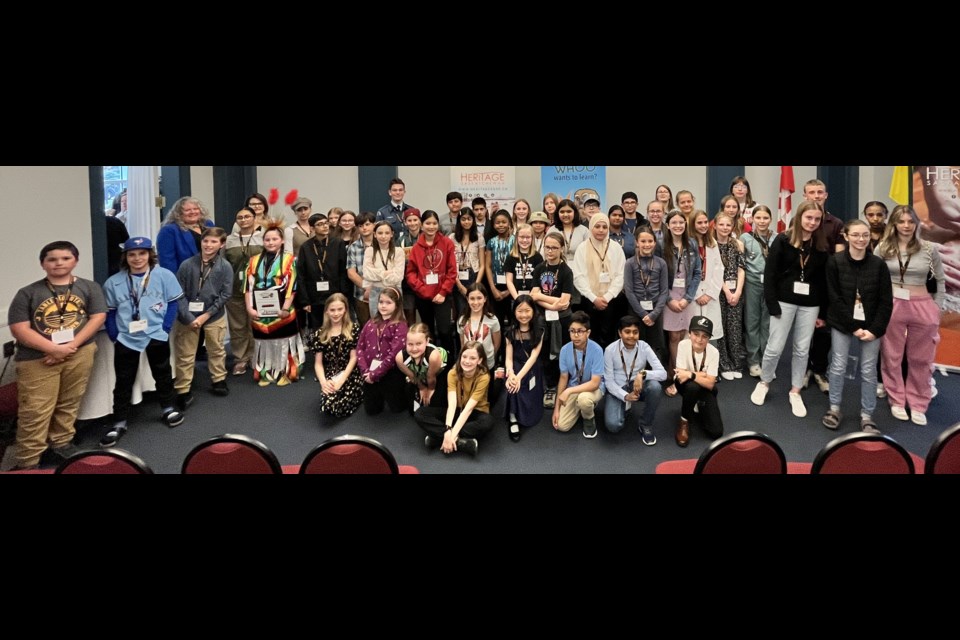 A group photo of all the participants at the provincial Heritage Fair. Photo courtesy Heritage Saskatchewan 