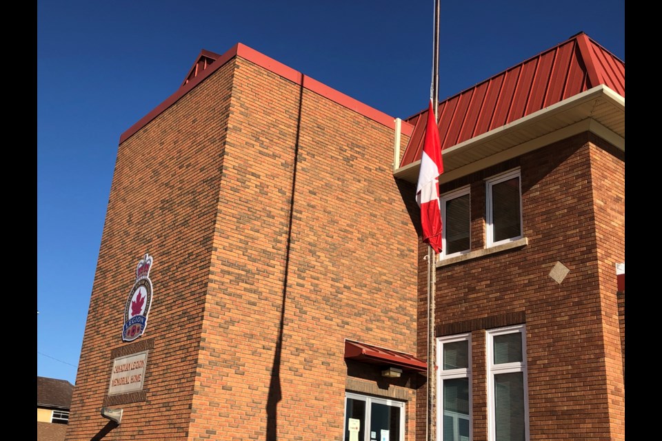 Moose Jaw's legion branch 59 has lowered its flag to honour the 104th anniversary of the Battle of Vimy Ridge and the recent death of Prince Philip. Photo by Jason G. Antonio 