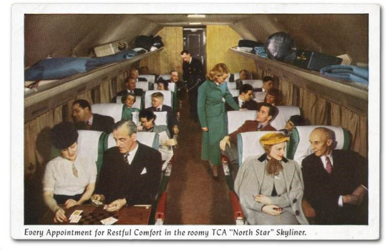The inside of a TCA passenger plane. Photo courtesy ephemeraltreasures.net
