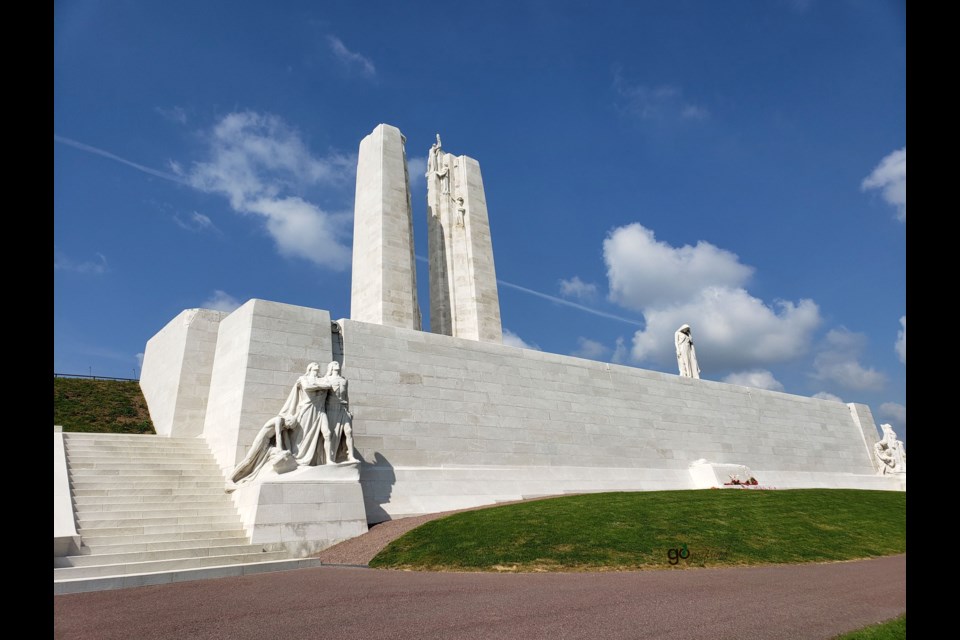 The Vimy Ridge monument from the front.