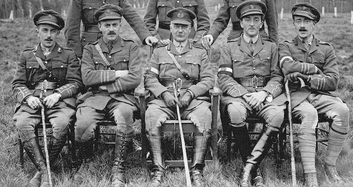 A photo of Canadian officers from the First World War. From left, are Lawrence Cosgrave, Alan Brooke, Edward Morrison and Andrew McNaughton. Photo courtesy Wikipedia