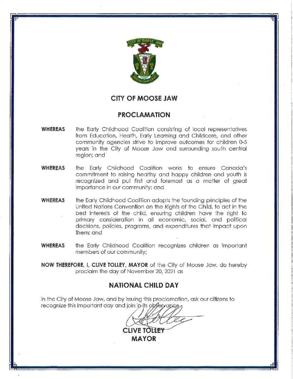 National Child Day Proclamation 2021