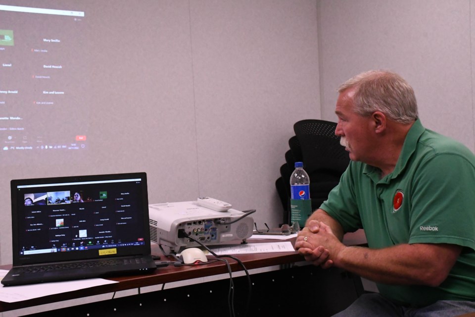 Palliser board chair Jim Achtymichuk speaks to people attending the fall meeting online. Photo by Jason G. Antonio