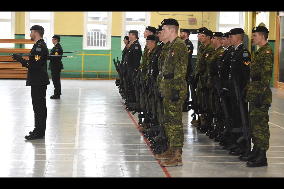 The Saskatchewan Dragoons form up at the beginning of the Change of Command ceremony.