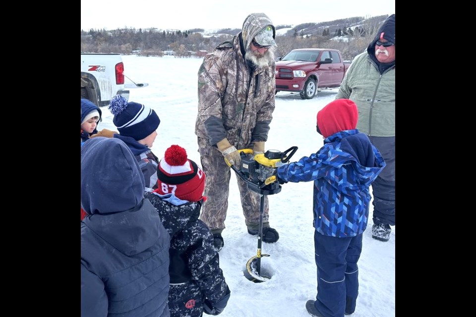 Students participate in the 2025 “Classrooms on Ice” program, hosted at Buffalo Pound Lake by the Moose Jaw Wildlife Federation this March.