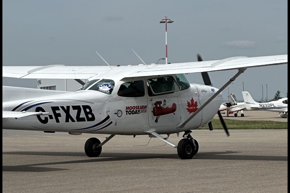 Kyle Jacques' Cessna 174. Decals were installed by the Moose Jaw Express.