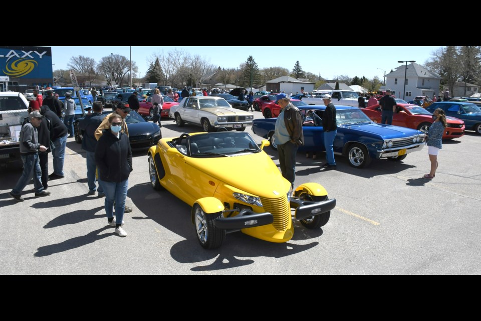 The 2000 Plymouth Prowler raffle car was front and centre in the gathering leading up to the parade.
