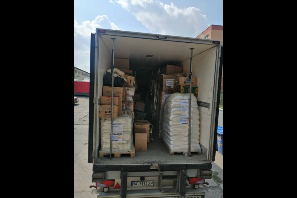 A truck packed with supplies donated by Rotary Club Zamość Ordynacki in partnership with a Rotary district in the US. A similar truck may soon be loaded by donations from Moose Javians (from Facebook)