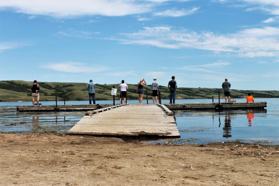 It was a bit cramped out on the dock, but the new fishing enthusiasts made it work.