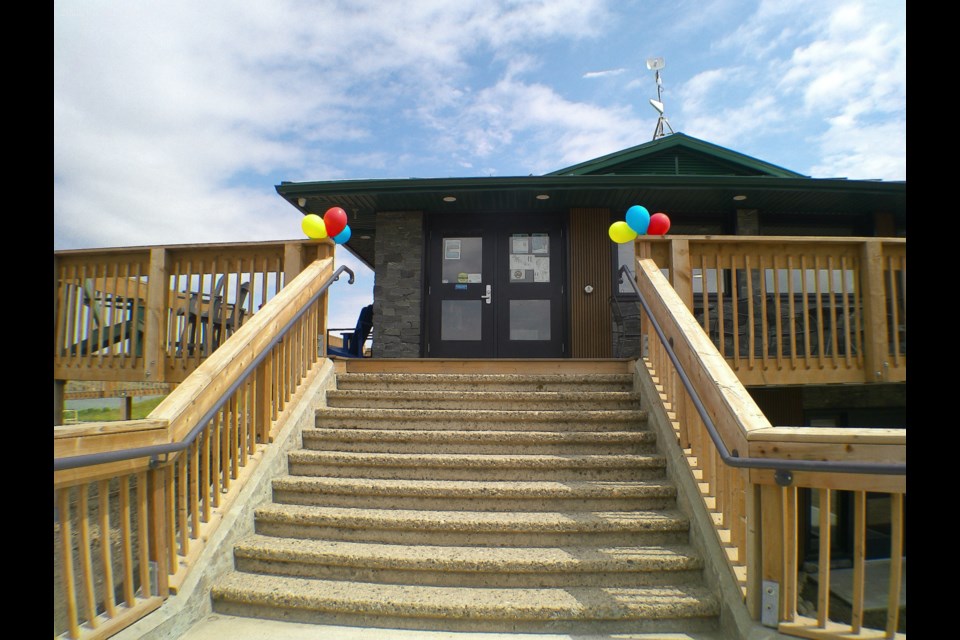 Looking up the front steps to the Visitor's Centre.