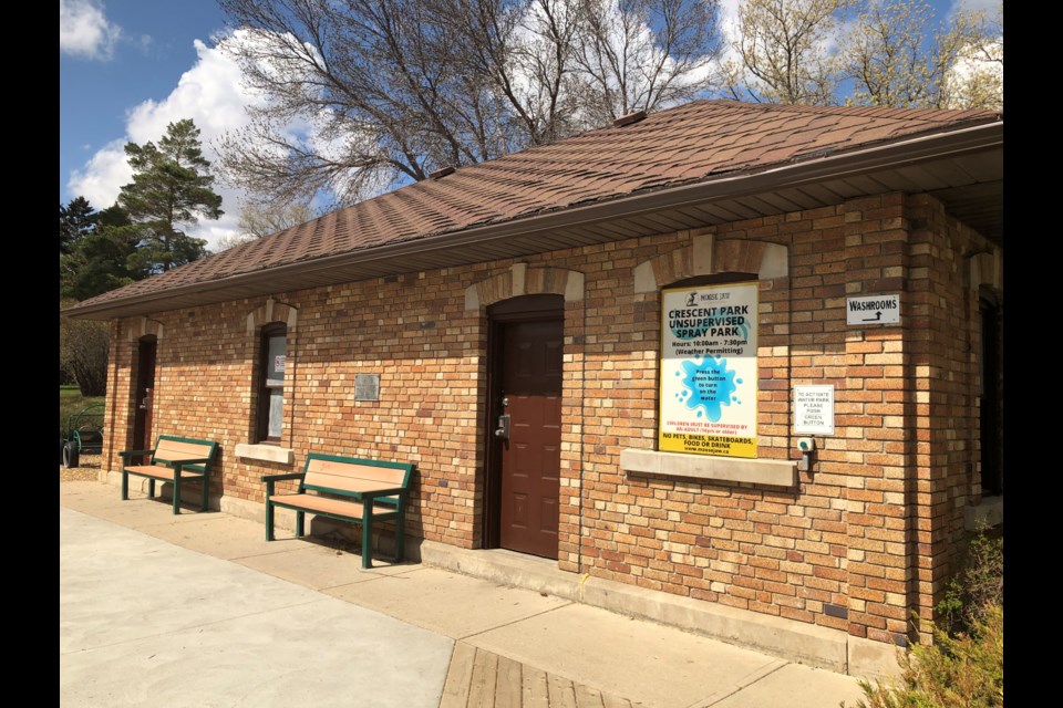 The front of the Public Comfort Station near the splash park in Crescent Park. Photo by Jason G. Antonio