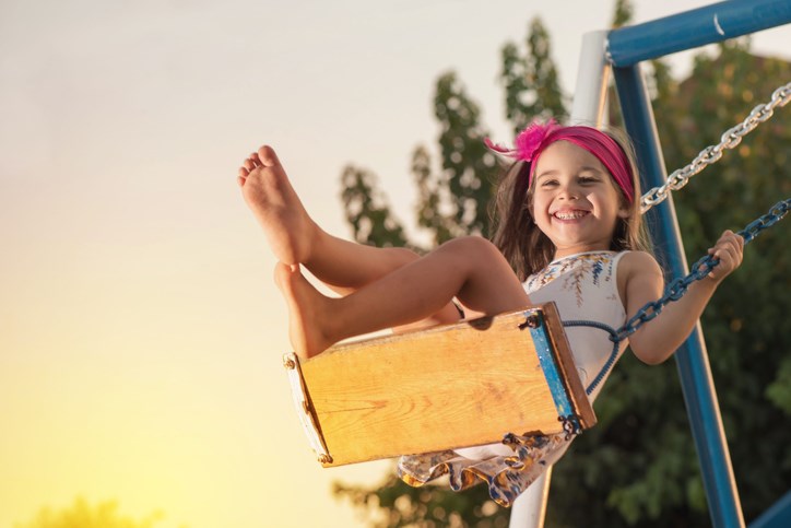 girl swinging playground getty images