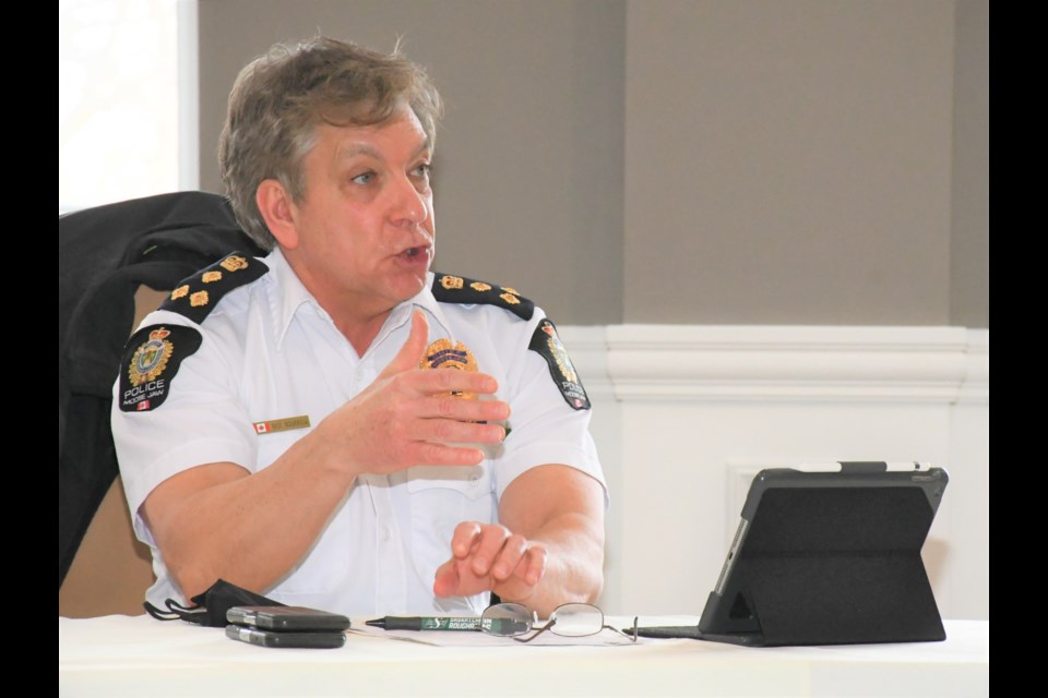 Police Chief Rick Bourassa talks about the crime statistics for 2020 during the Board of Police Commissioners' meeting on Jan. 12. Photo by Jason G. Antonio 