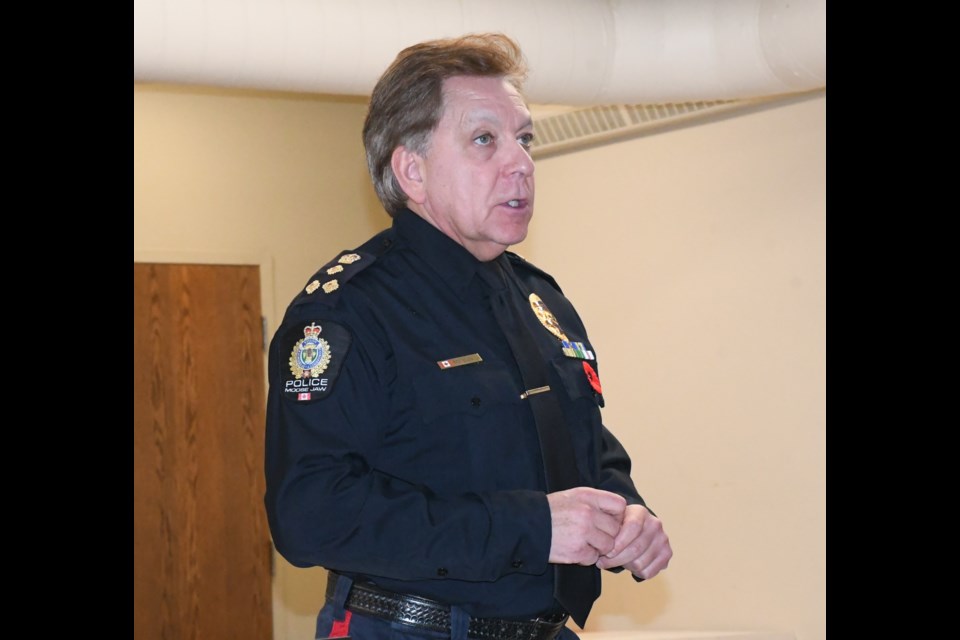 Police Chief Rick Rick Bourassa speaks to the police board about the 2024 operating budget. Photo by Jason G. Antonio