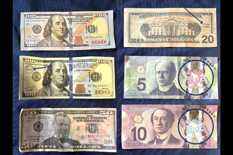 An example of counterfeit cash. Photo courtesy Moose Jaw Police Service