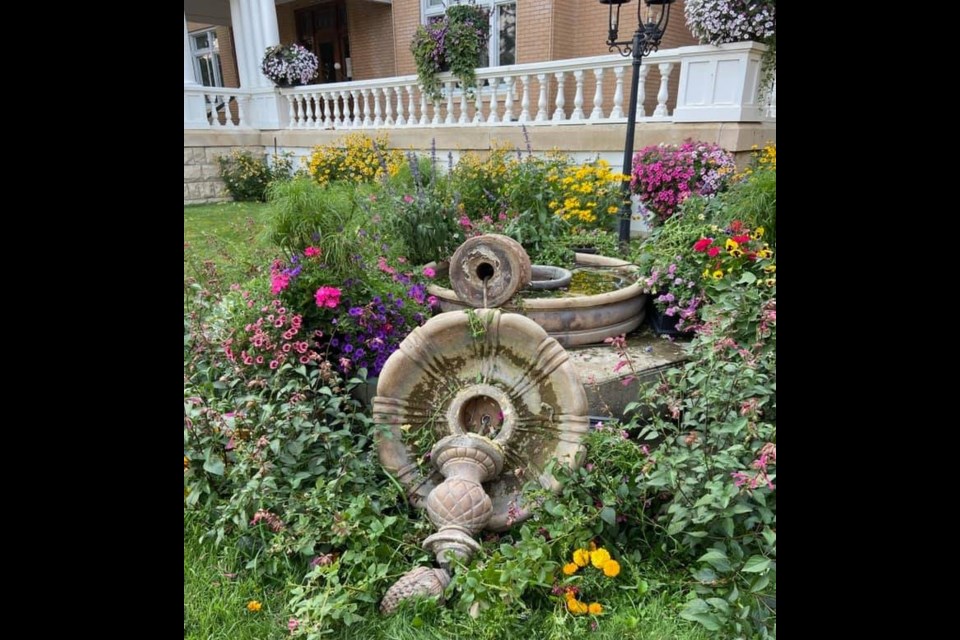 A view of the damaged fountain at Fifth Avenue Collection. Photo submitted 