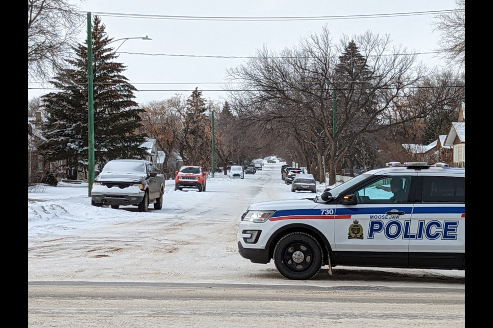 MJPS officers blocked off the 1000 block of Stadacona Street West to arrest a dangerous person