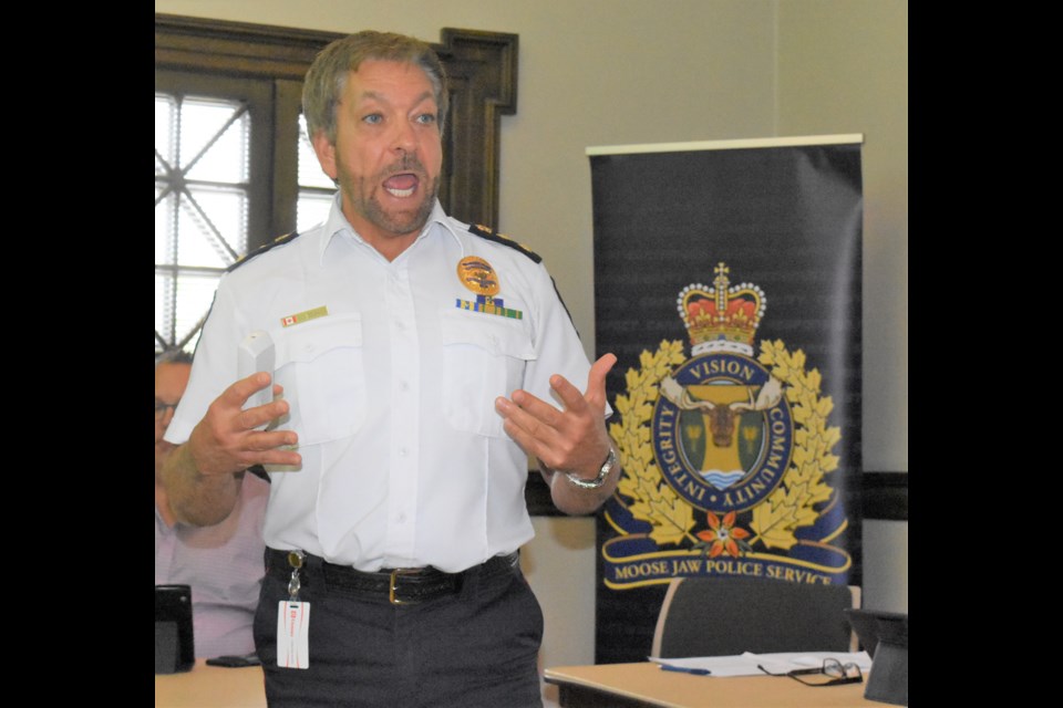 The Board of Police Commissioners held its monthly meeting at the library on Sept. 10, with police Chief Rick Bourassa discussing the force's priorities. Photo by Jason G. Antonio
