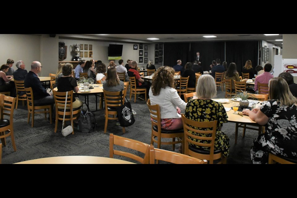 About 50 people attended the breakfast, which saw government minister Everett Hindley speak about mental health and addiction. Photo by Jason G. Antonio 