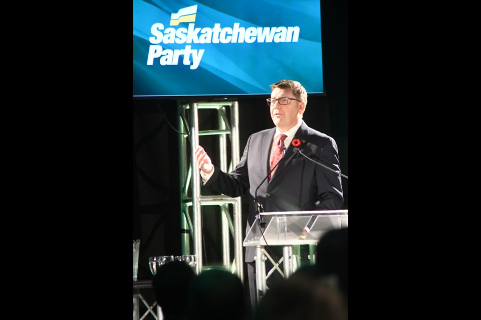 Premier Scott Moe speaks during the Premier's Dinner on Nov. 3 at Heritage Inn. Photo by Jason G. Antonio 