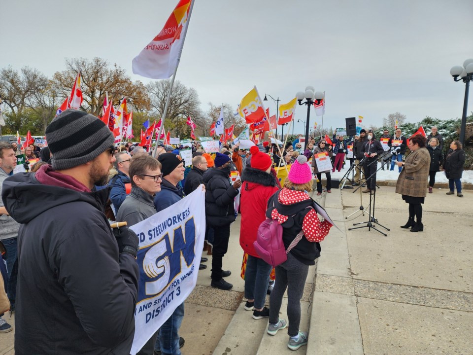 tracey-sauer-president-of-the-saskatchewan-government-employees-union-speaks-at-rally-organized-by-t
