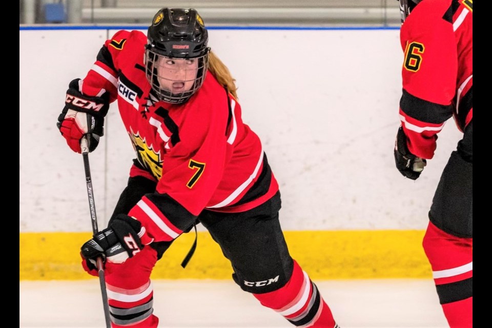 Josée Aitken, originally from Eyebrow, Sask., now plays hockey for the King's College Monarchs women's hockey team. She was recently inducted into the school's prestigious honour society. Photo courtesy King's College