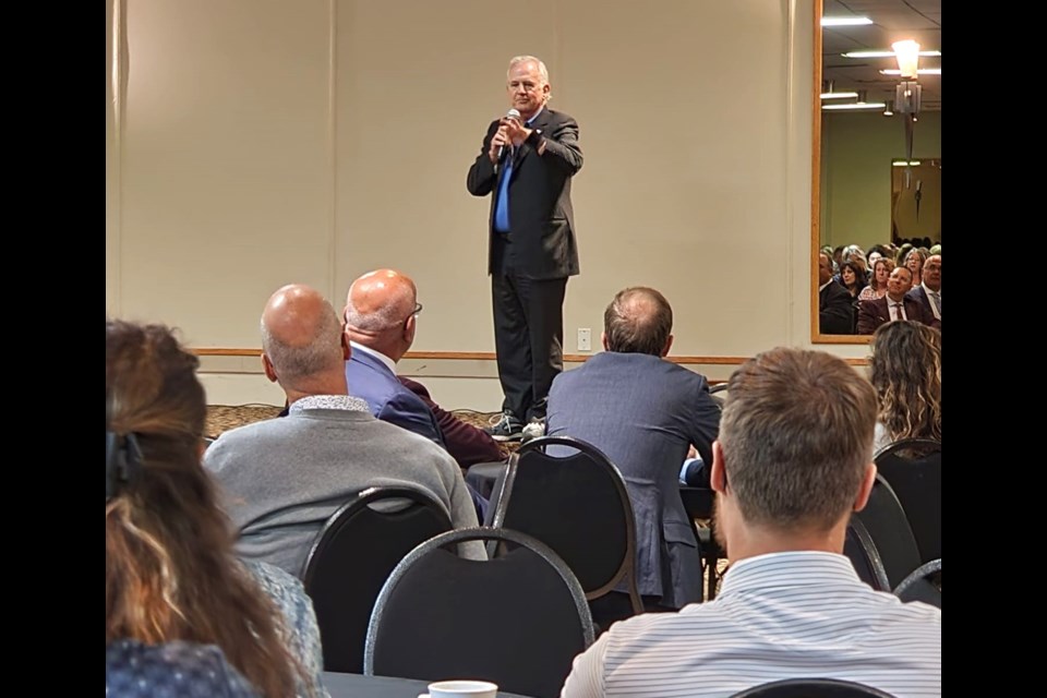 Terry Hershey, a motivational speaker, gives a presentation to staff from Holy Trinity Catholic School Division during an Opening Faith Day conference on Aug. 30. Photo courtesy Facebook