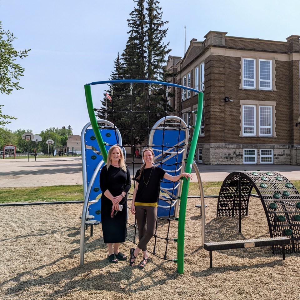 jill-tressel-and-rachelle-grado-with-the-new-playground-installation