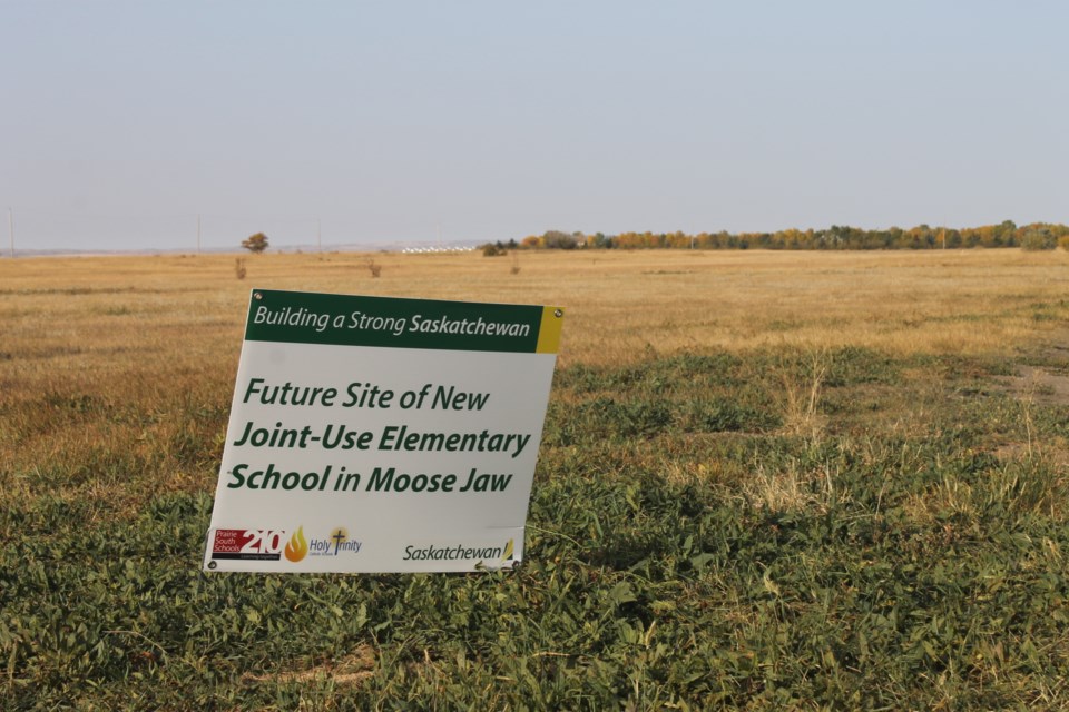The official location of Moose Jaw's joint-use elementary school in Westheath, expected to be completed by 2023. (photo by Larissa Kurz)
