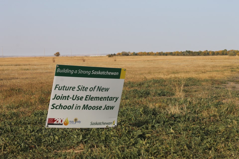 The official location of Moose Jaw's joint-use elementary school in Westheath, expected to be completed by 2023. (photo by Larissa Kurz)