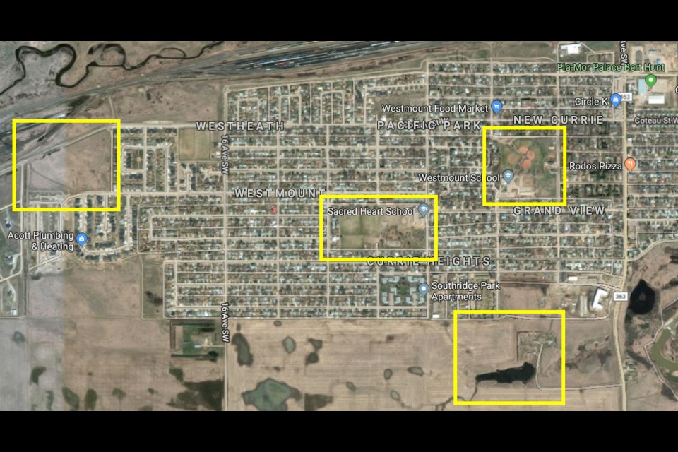 A look at the four sites for the South Hill Joint-Use School presented at the recent public meeting.