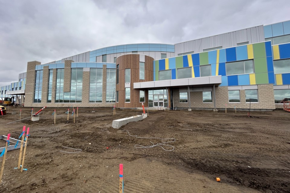 Construction continues on Moose Jaw’s new joint-use school on South Hill, which will house Coteau Hills Elementary and Our Lady of Hope when it opens for the 2025–26 school year.